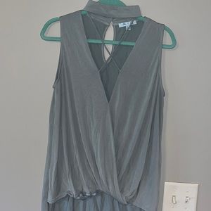 She+Sky Sage Tank Criss Cross plunge